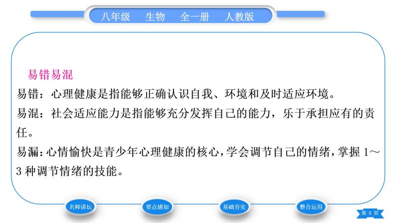 人教版八年级生物下第八单元健康地生活第三章了解自已增进健康第一节评价自己的健康状况习题课件05