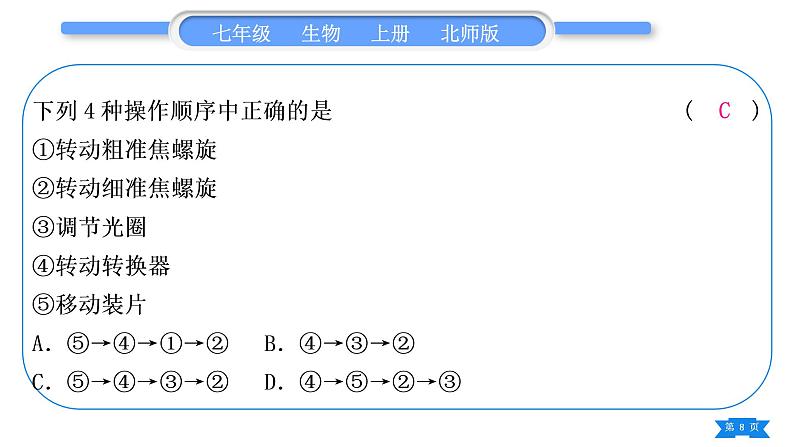 北师大版七年级生物上第2单元生物体的结构归纳与提升习题课件08