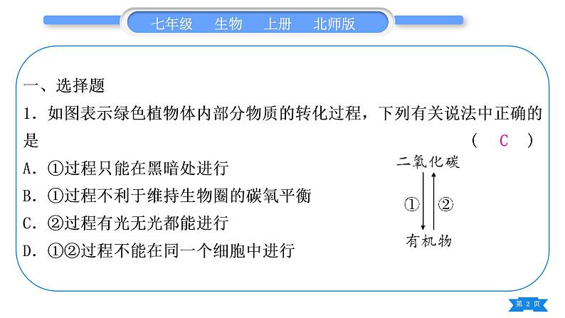 北师大版七年级生物上第3单元第5章期末复习习题课件第2页