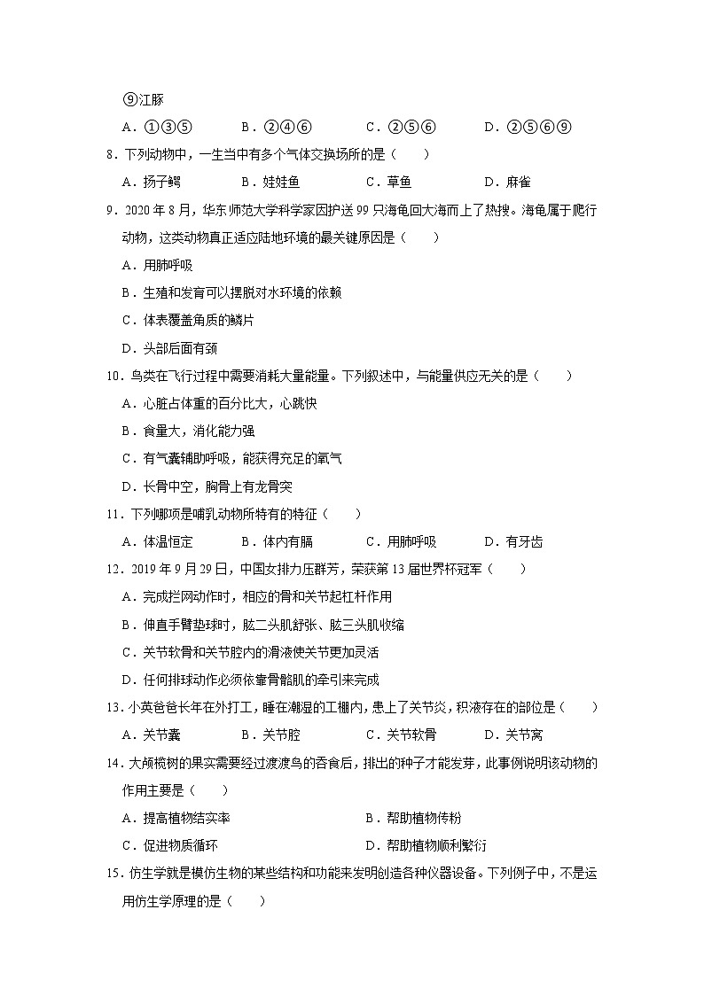 陕西省西安九十九中2022-2023学年八年级上学期期中生物试卷(含答案)第2页