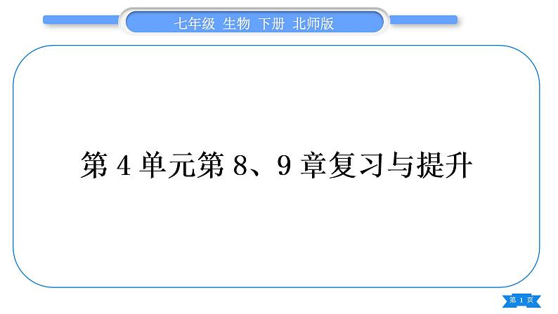 北师大版七年级生物下第4单元生物圈中的人第8、9章复习与提升习题课件第1页