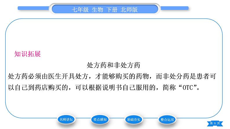 北师大版七年级生物下第4单元生物圈中的人第13章健康地生活第1节健康及其条件习题课件第6页