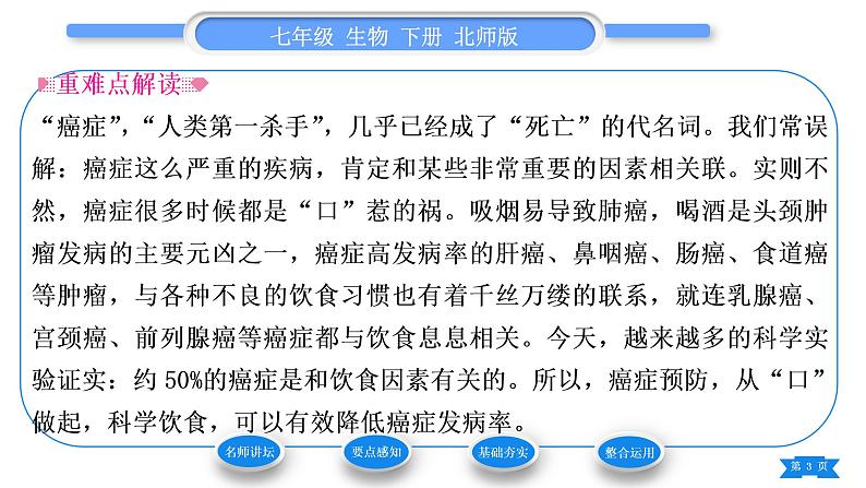 北师大版七年级生物下第4单元生物圈中的人第13章健康地生活第4节当代主要疾病和预防习题课件03