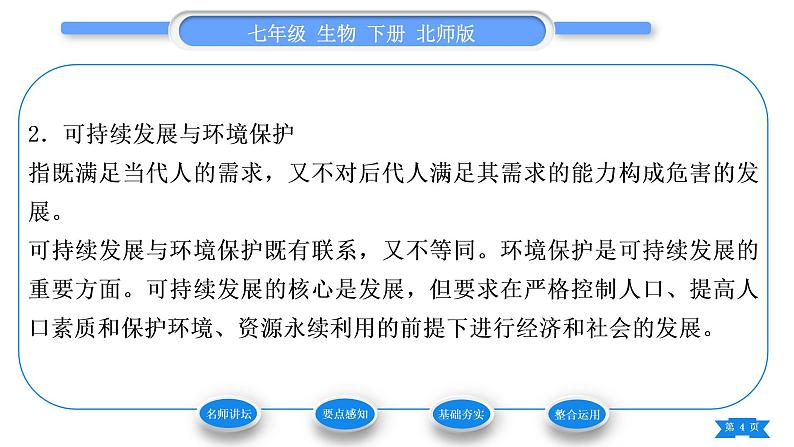 北师大版七年级生物下第4单元生物圈中的人第14章人在生物圈中的义务第2节保护生物圈是全人类的共同义务习题课件第4页