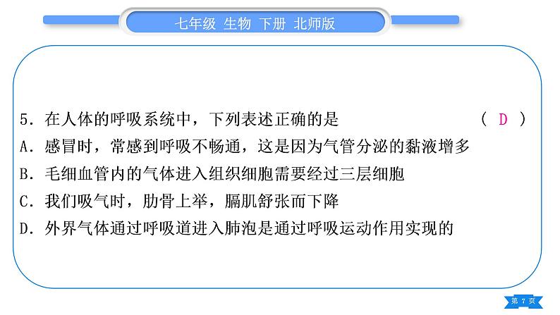 北师大版七年级生物下第4单元生物圈中的人专题二第10、11章习题课件第7页