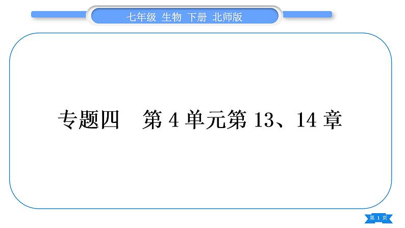 北师大版七年级生物下第4单元生物圈中的人专题四第13、14章习题课件第1页