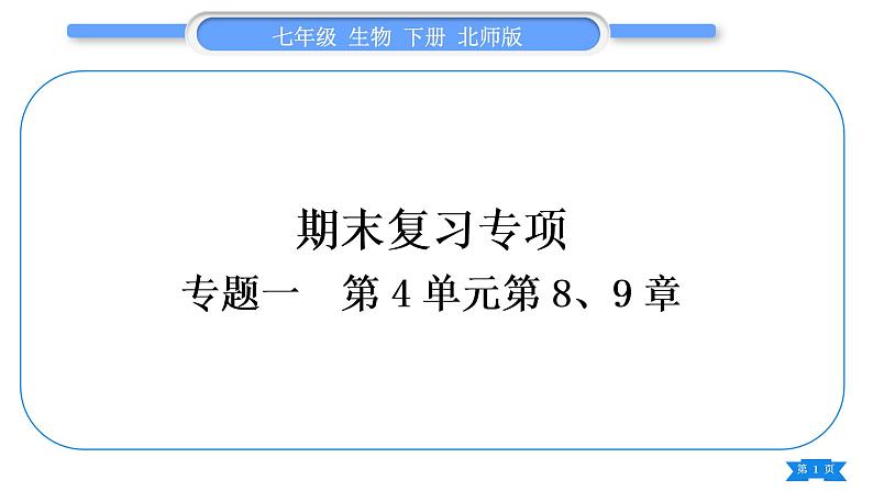 北师大版七年级生物下第4单元生物圈中的人专题一第8、9章习题课件第1页