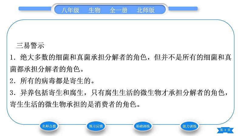 北师大版八年级生物上第5单元生物圈中的动物和微生物第18章生物圈中的微生物第1节微生物在生物圈中的作用第2课时微生物在生物圈中的作用习题课件第3页