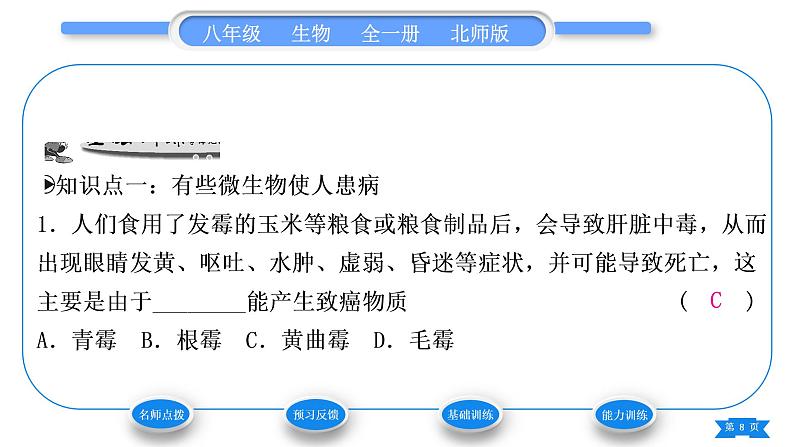 北师大版八年级生物上第5单元生物圈中的动物和微生物第18章生物圈中的微生物第2节微生物与人类的关系习题课件第8页