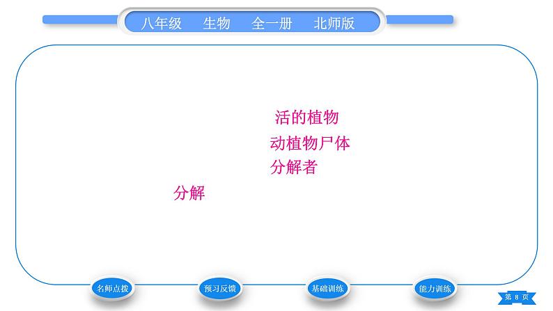 北师大版八年级生物下第8单元生物与环境第23章生态系统及其稳定性第3节生态系统的结构和功能第1课时食物链和食物网习题课件第8页