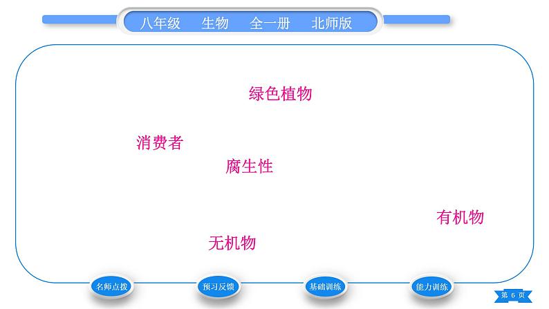 北师大版八年级生物下第8单元生物与环境第23章生态系统及其稳定性第2节生态系统概述习题课件第6页