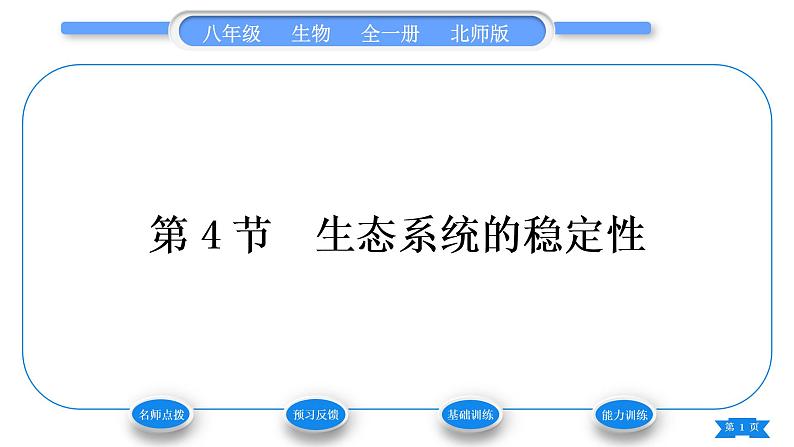 北师大版八年级生物下第8单元生物与环境第23章生态系统及其稳定性第4节生态系统的稳定性习题课件01