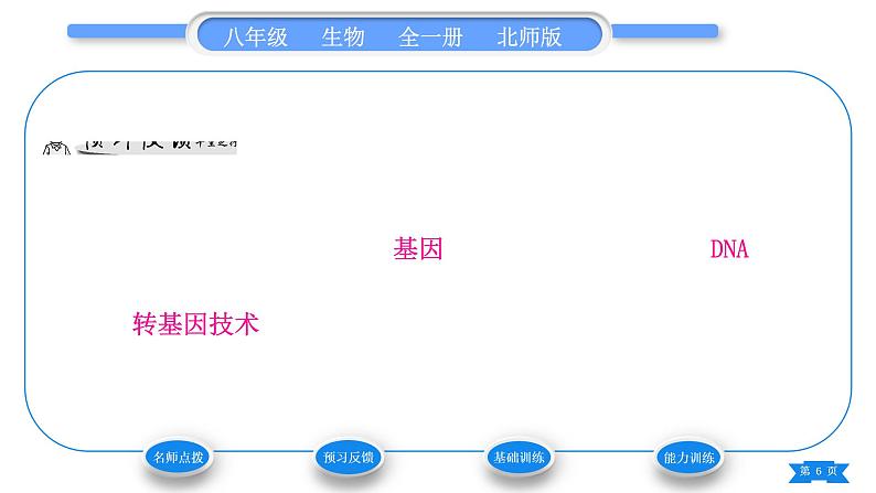 北师大版八年级生物下第9单元生物技术第25章生物技术第2节现代生物技术习题课件06