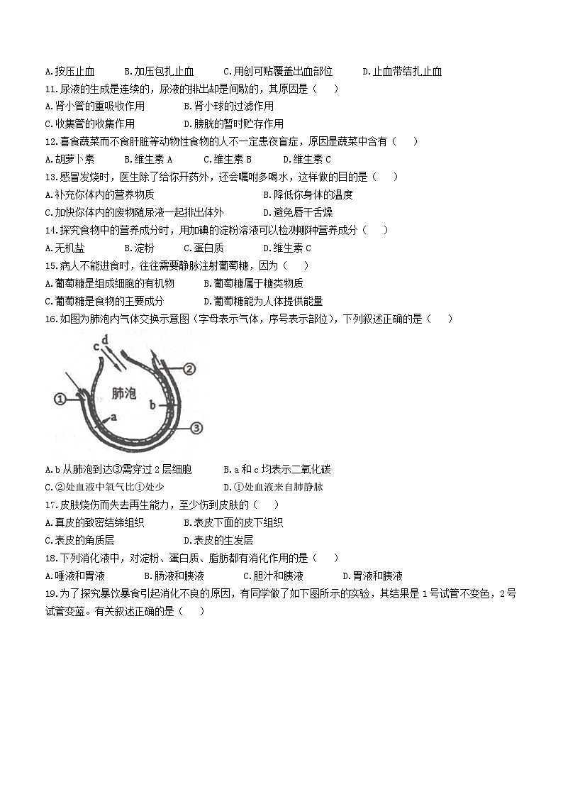 海南省临高县2021-2022学年七年级下学期期中生物试题(含答案)第2页