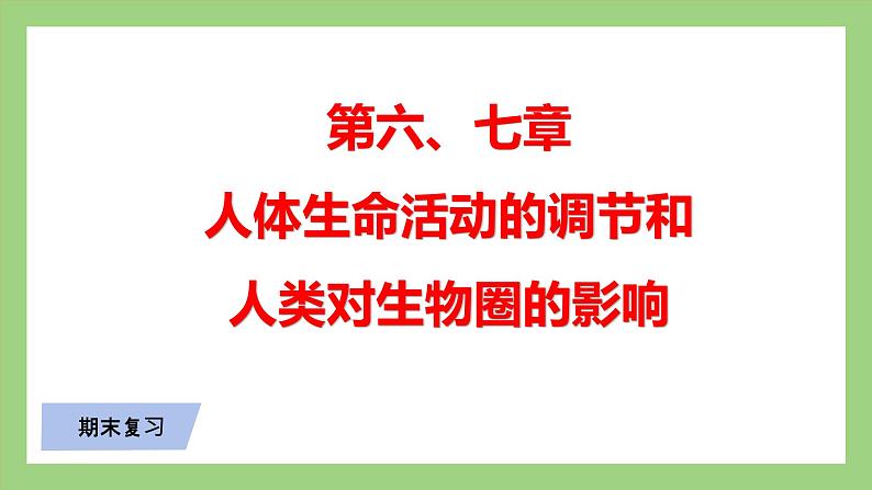 人教版七年级下册生物 期末复习 专题六 人体生命活动的调节和人类对生物圈的影响（课件）第1页