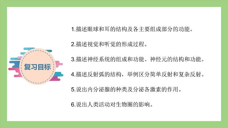 人教版七年级下册生物 期末复习 专题六 人体生命活动的调节和人类对生物圈的影响（课件）第2页