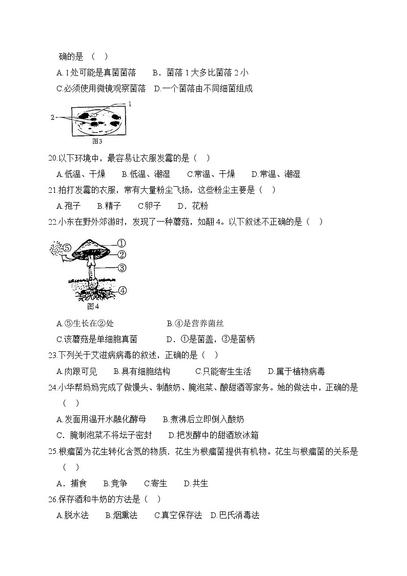 人教版生物八上 期末测试卷9（含答案）第3页