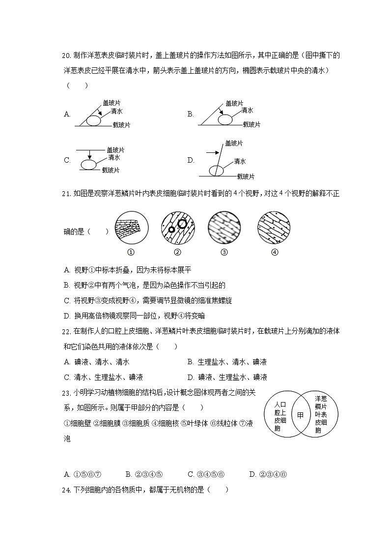 广东省佛山市南海区西樵镇樵北初级中学2022-2023学年七年级上学期第一次阶段检测生物试题(含答案)第3页