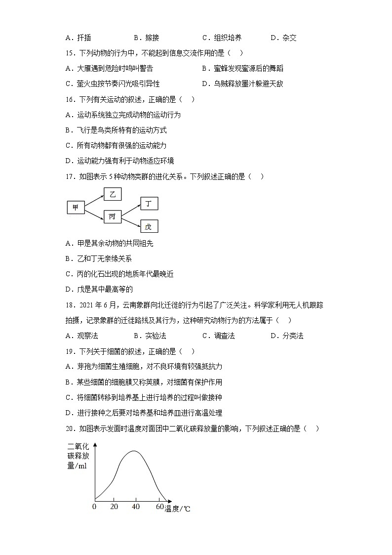 福建省福州市福州琅岐中学2021-2022学年八年级上学期期末生物试题(含答案)第3页