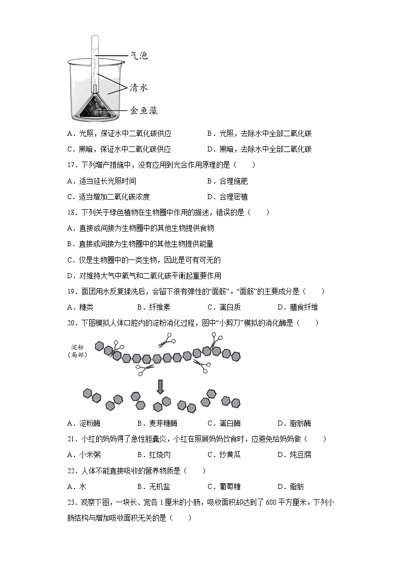 北京市昌平区2022-2023学年七年级上学期期末生物试题(含答案)03