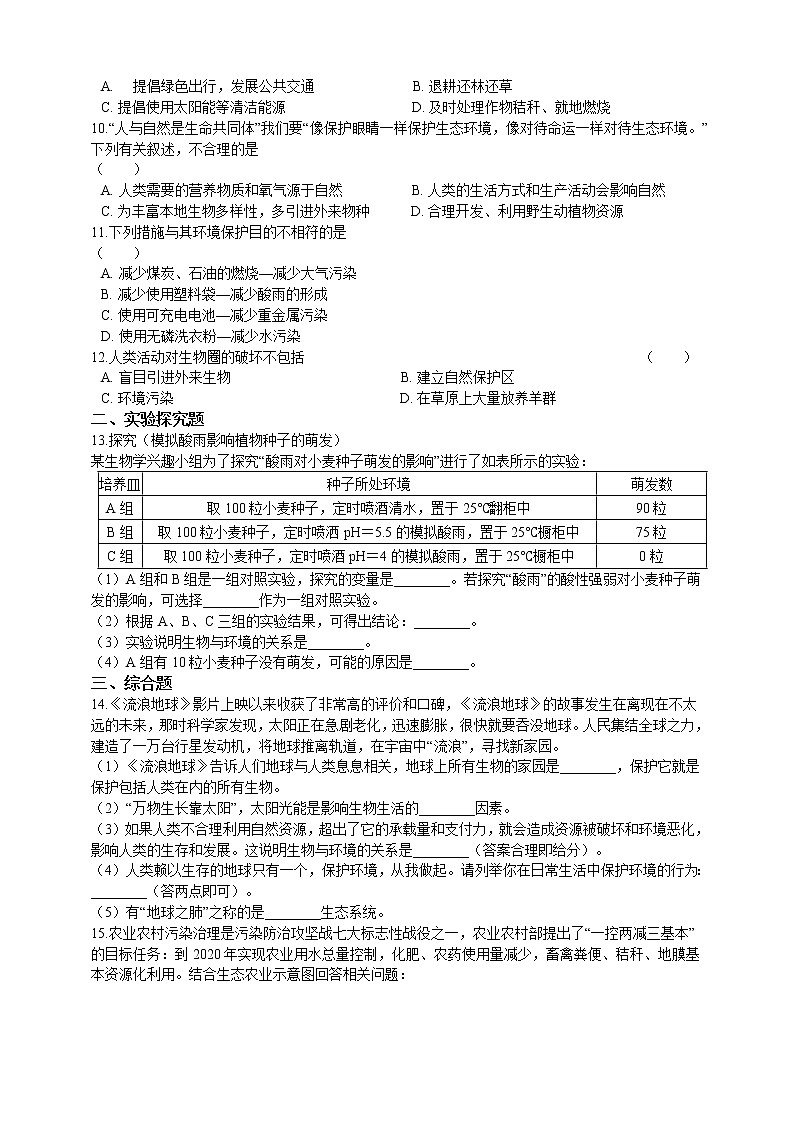 4.14.1人类活动对生物圈的影响 课件+同步练习+视频02