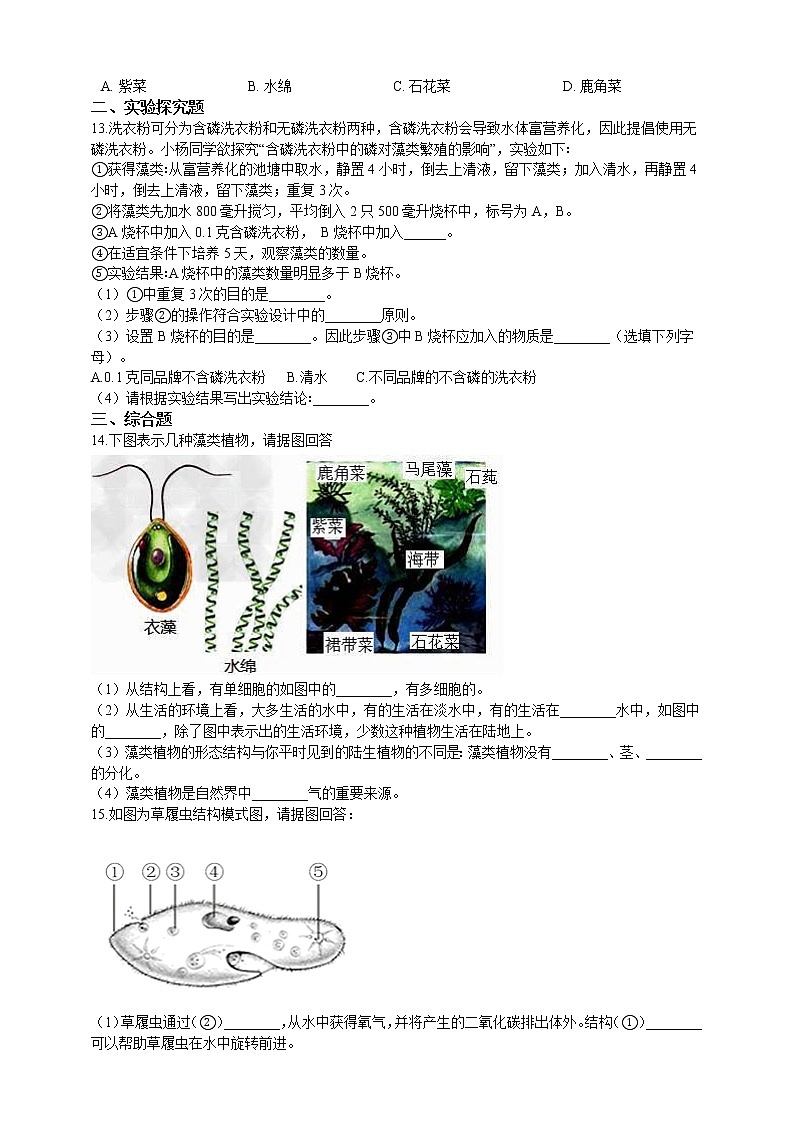 7.22.2原生生物的主要类群 精美课件+同步练习+视频素材02