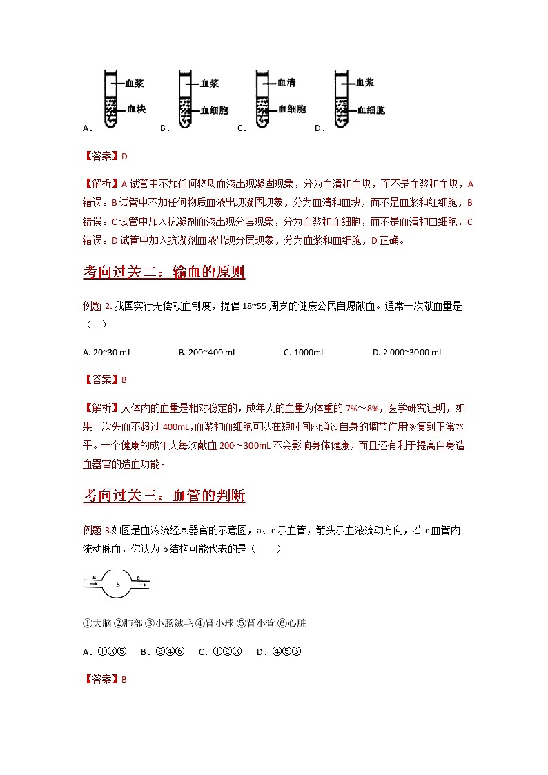 秘籍06 人体内物质的运输及废物的排出-备战中考生物抢分秘籍 试卷03