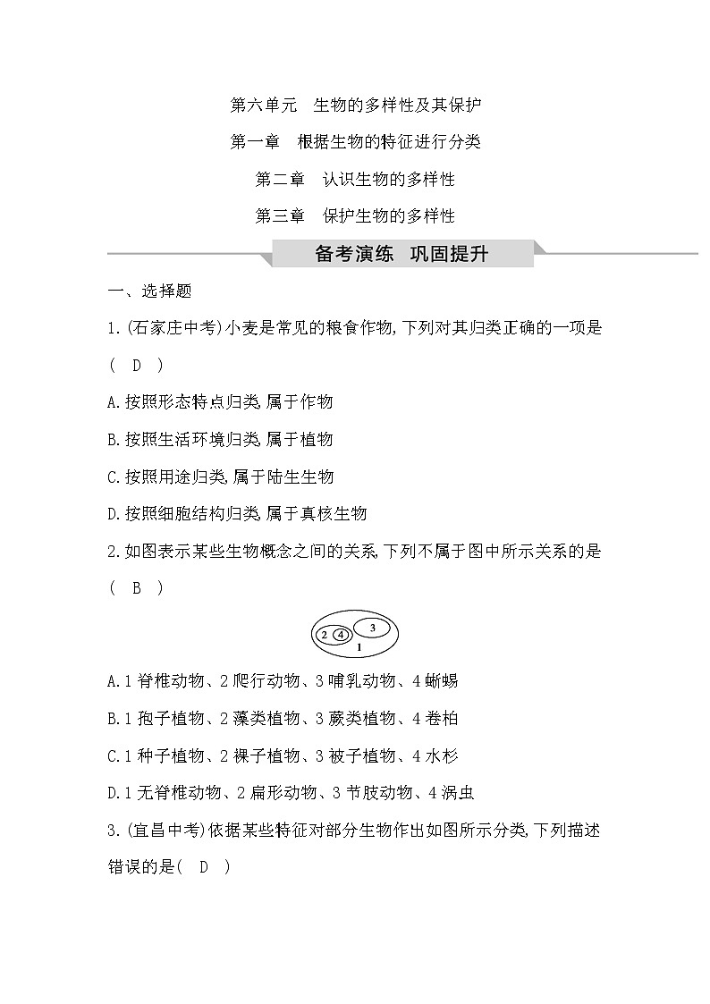 专题18 生物的多样性及其保护01