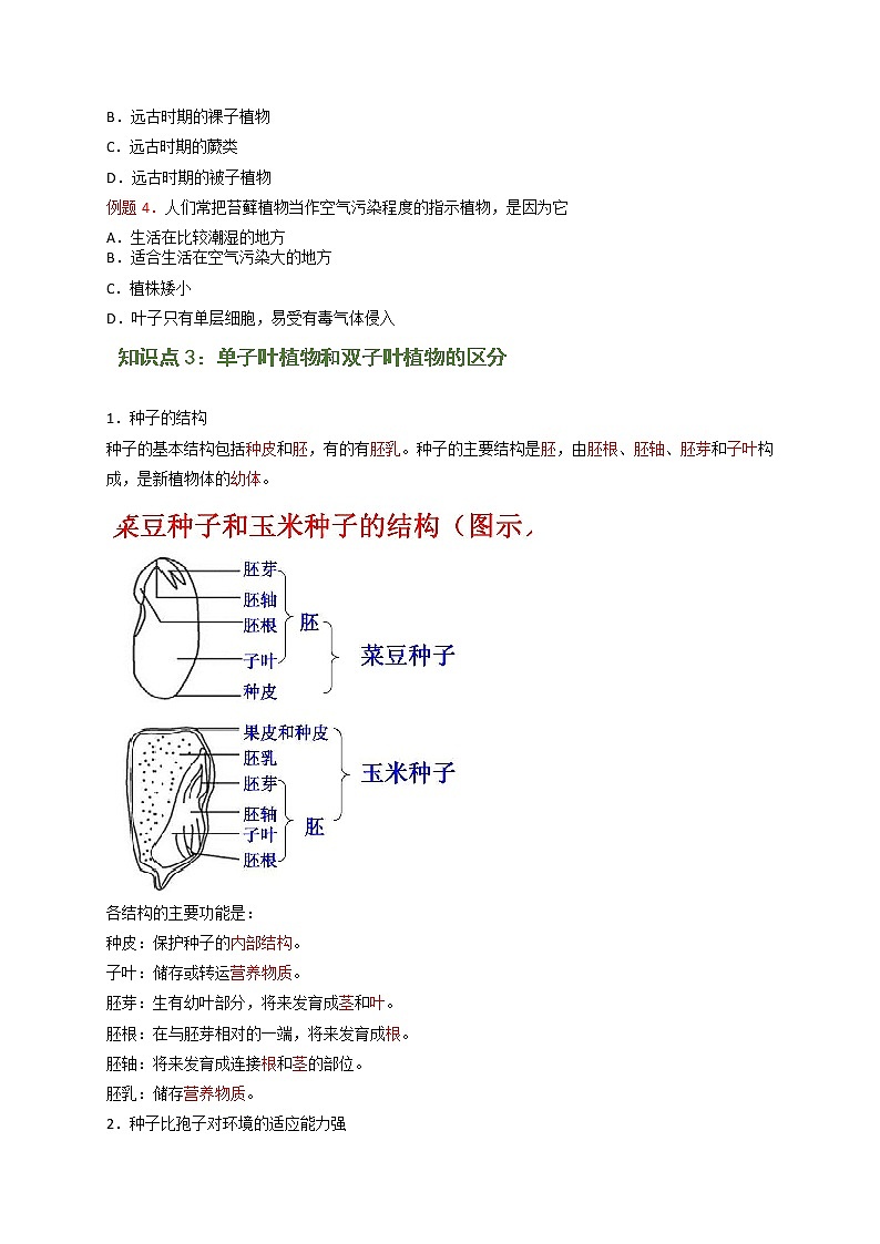 专题07 生物圈中有哪些绿色植物（原卷版）-2021-2022学年七年级上学期期末复习之重难点突破（人教版）03