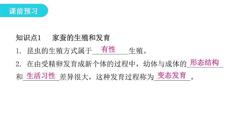 人教版八年级生物下册第二节昆虫的生殖和发育课件第5页