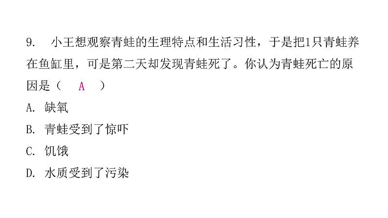 人教版八年级生物下册第三节两栖动物的生殖和发育课后作业课件第8页