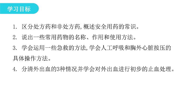 人教版八年级生物下册第二章健康地生活第二章用药与急救课件04