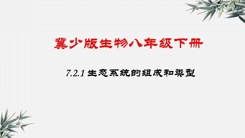 冀少版生物八年级下册：7.2.1 生态系统的组成和类型课件第1页