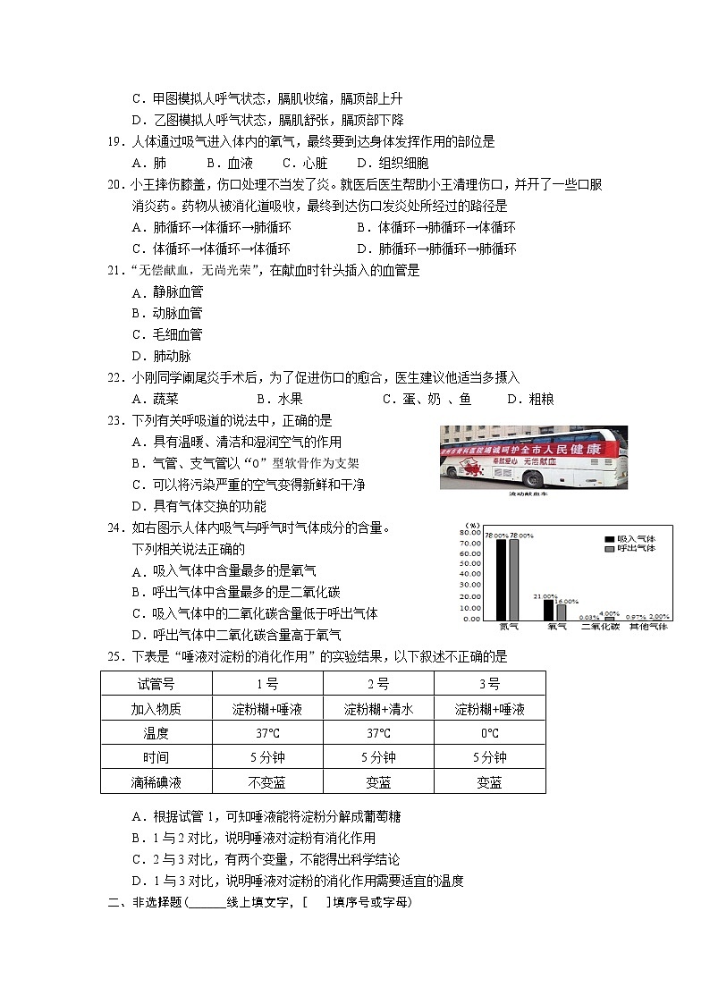 福建省龙岩市漳平市2021-2022学年七年级下学期期中阶段性练习生物试卷第3页