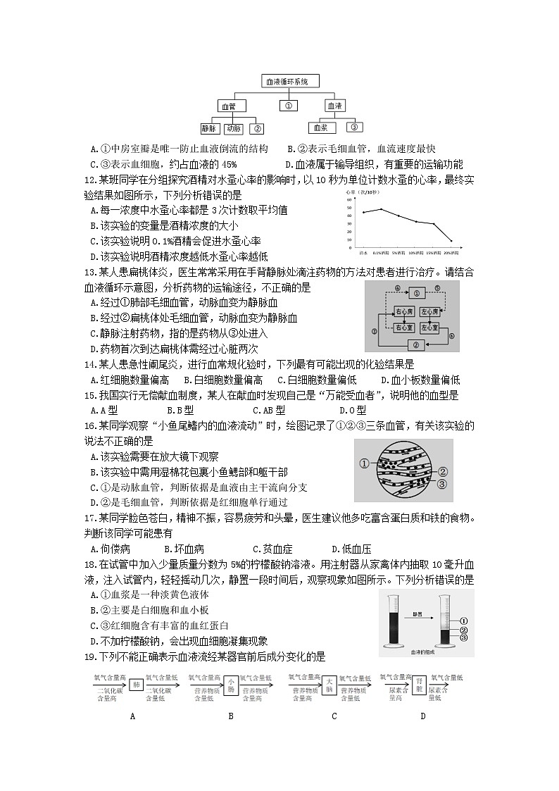 山东省潍坊市（青州市、临朐县、昌邑县、诸城市、昌乐县、寿光市）2021-2022学年七年级下学期期中学业质量监测生物试卷第3页