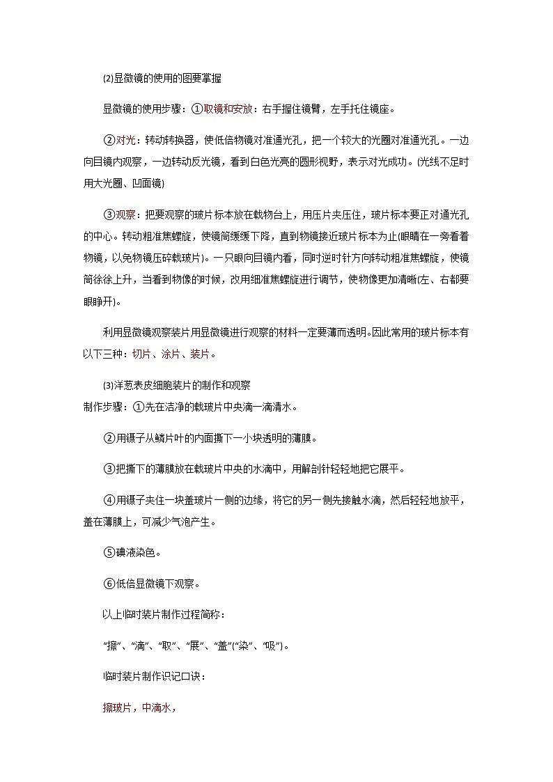 备战2023年新中考二轮生物专题导练 考点02 生物体的结构层次02