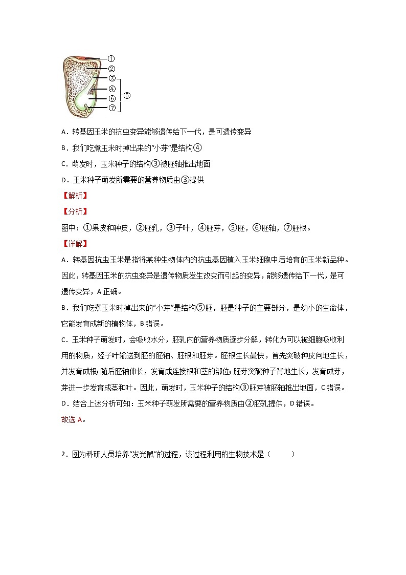 备战2023年新中考二轮生物专题导练 考点12 生物技术02