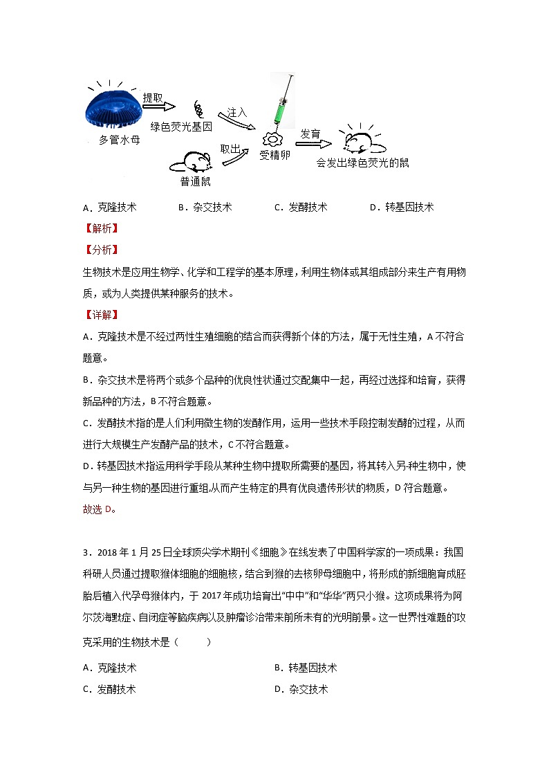 备战2023年新中考二轮生物专题导练 考点12 生物技术03