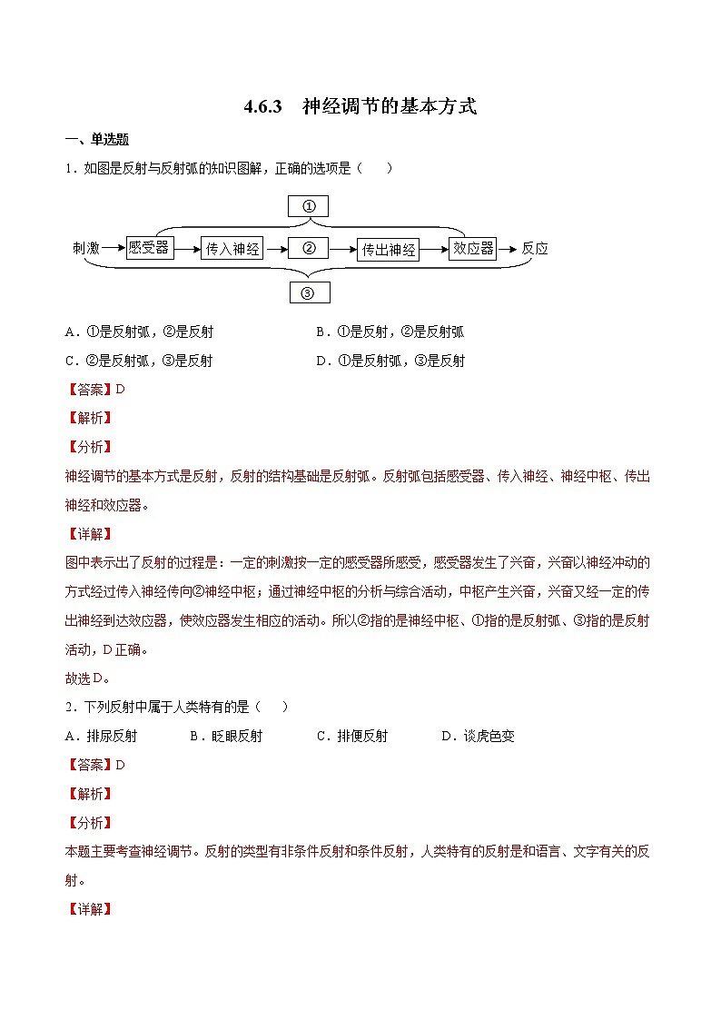 4.6.3 神经调节的基本方式（精编课件+练习）精编七年级生物下册同步备课系列（人教版）01