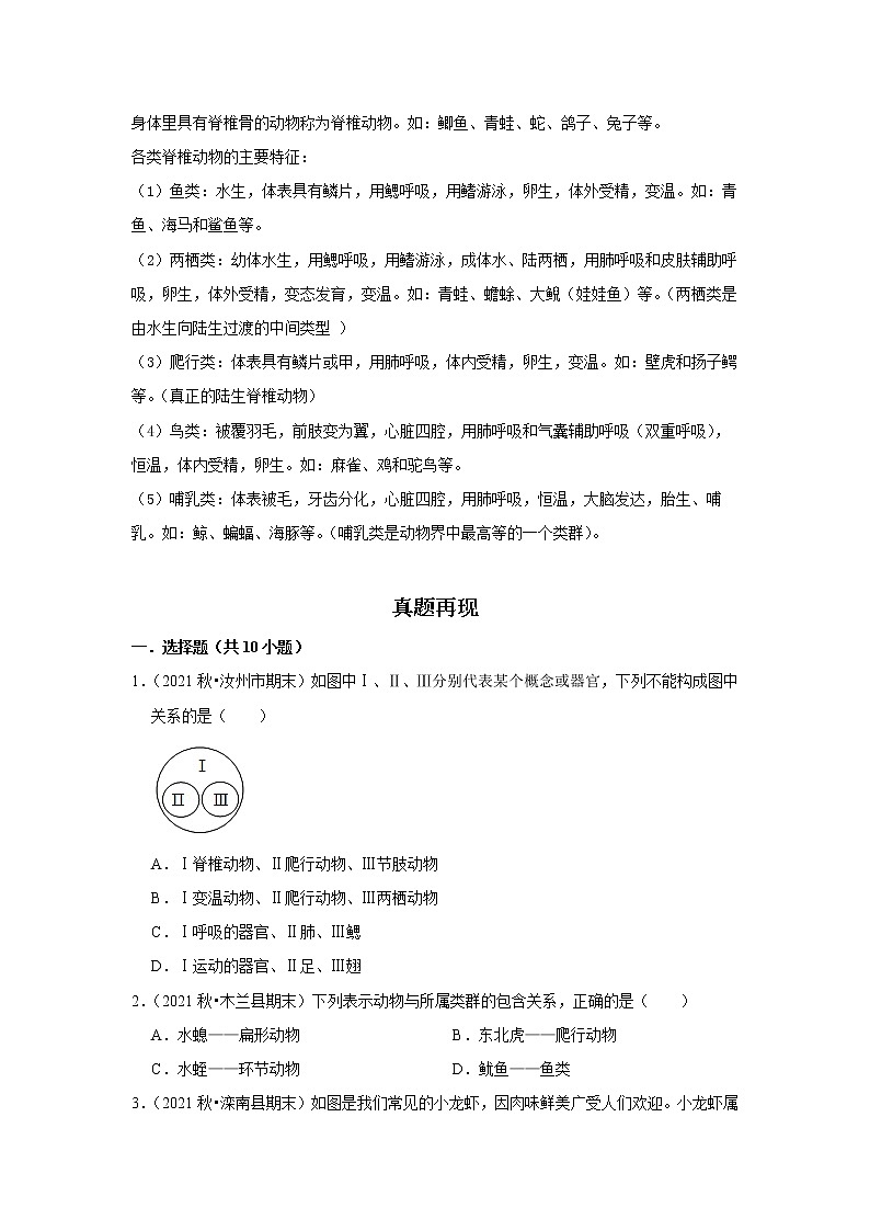备战2023生物新中考二轮复习重难突破（河北专用）重难点09 动物分类 试卷02