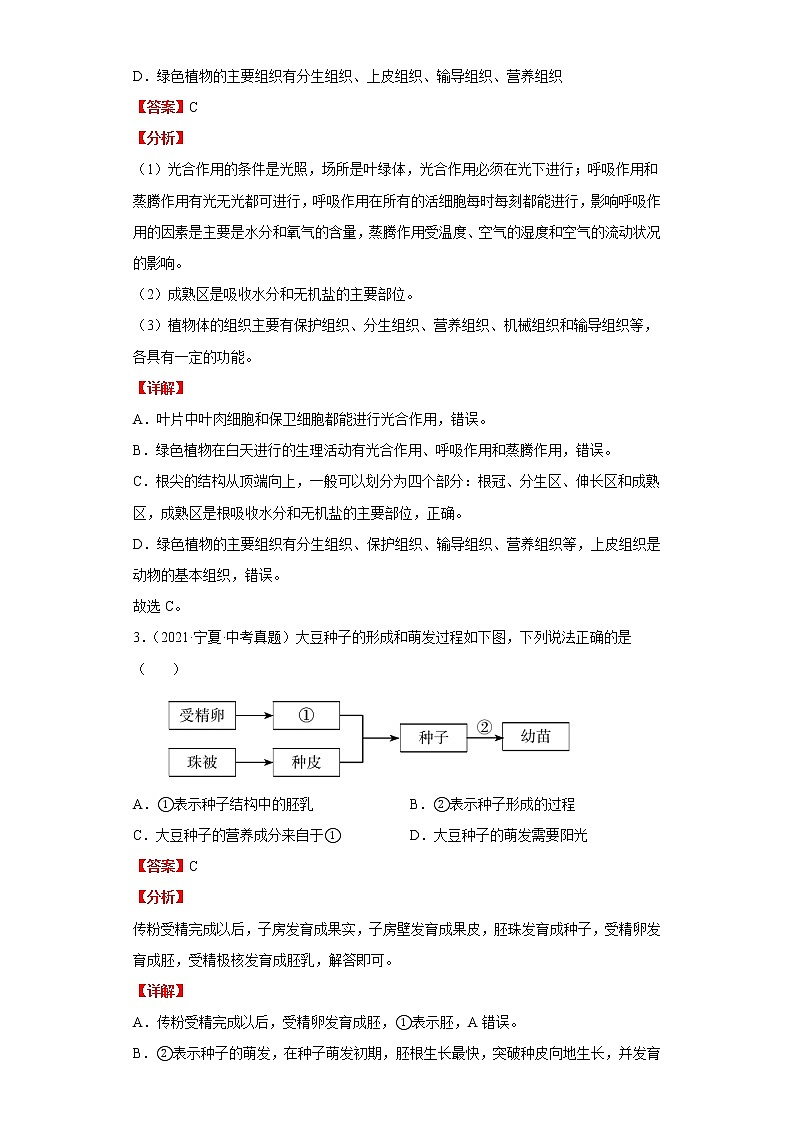 备战2023年生物新中考二轮复习热点透析（全国通用）疑难点拨03生物圈中的绿色植物（解析版）第2页