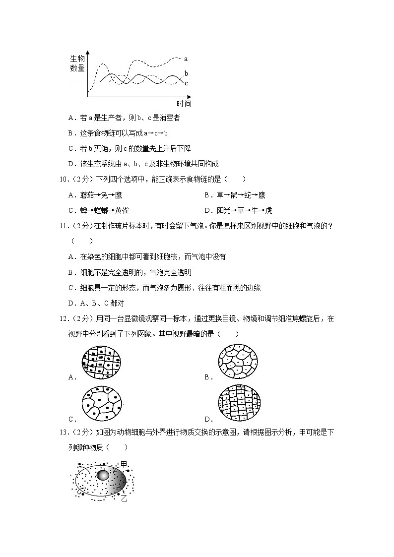 【开学闯关】2023年春鲁科版（五四制）版生物六年级下册开学测试卷（二）03