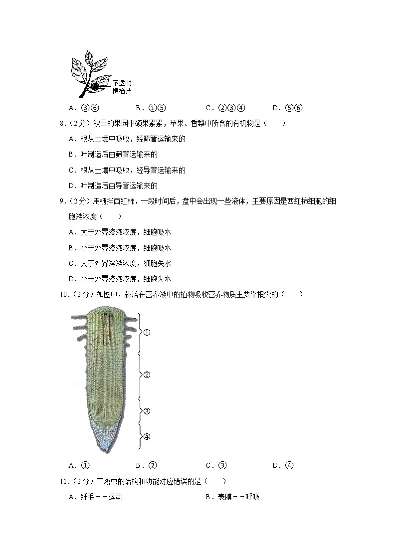 【开学闯关】2023年春苏科版生物七年级下册开学测试卷（一）（解析版）第2页