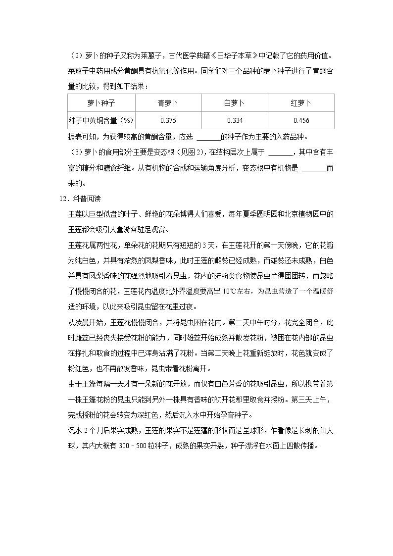 2023年春鲁科版（五四制）六年级下册生物 2.3开花和结果 同步卷103