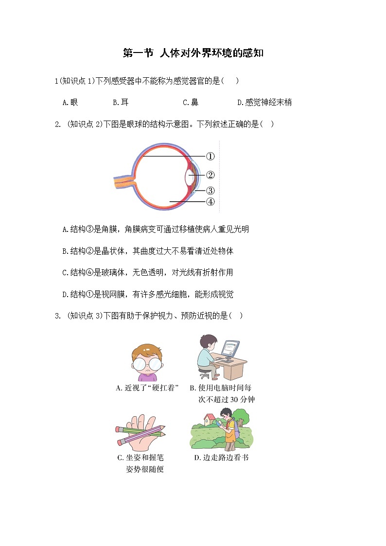 6.1《人体对外界环境的感知》课件+教案+导学案+练习01