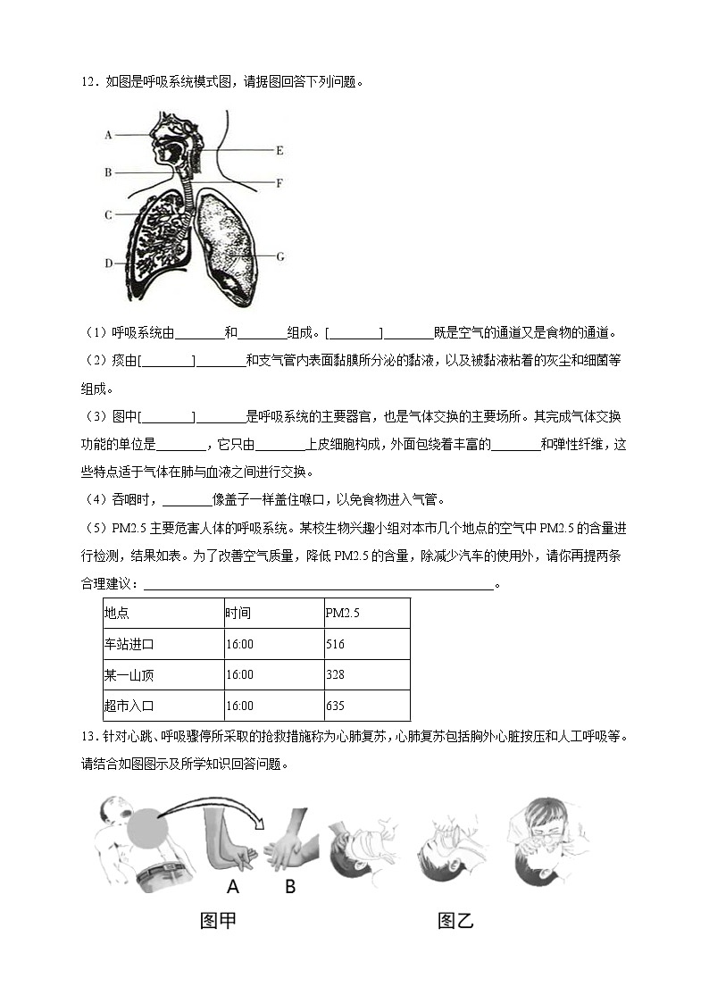 济南版生物七年级下册   3.2.3 呼吸保健与急救 课件(+学案（含答案）+练习（含解析）03