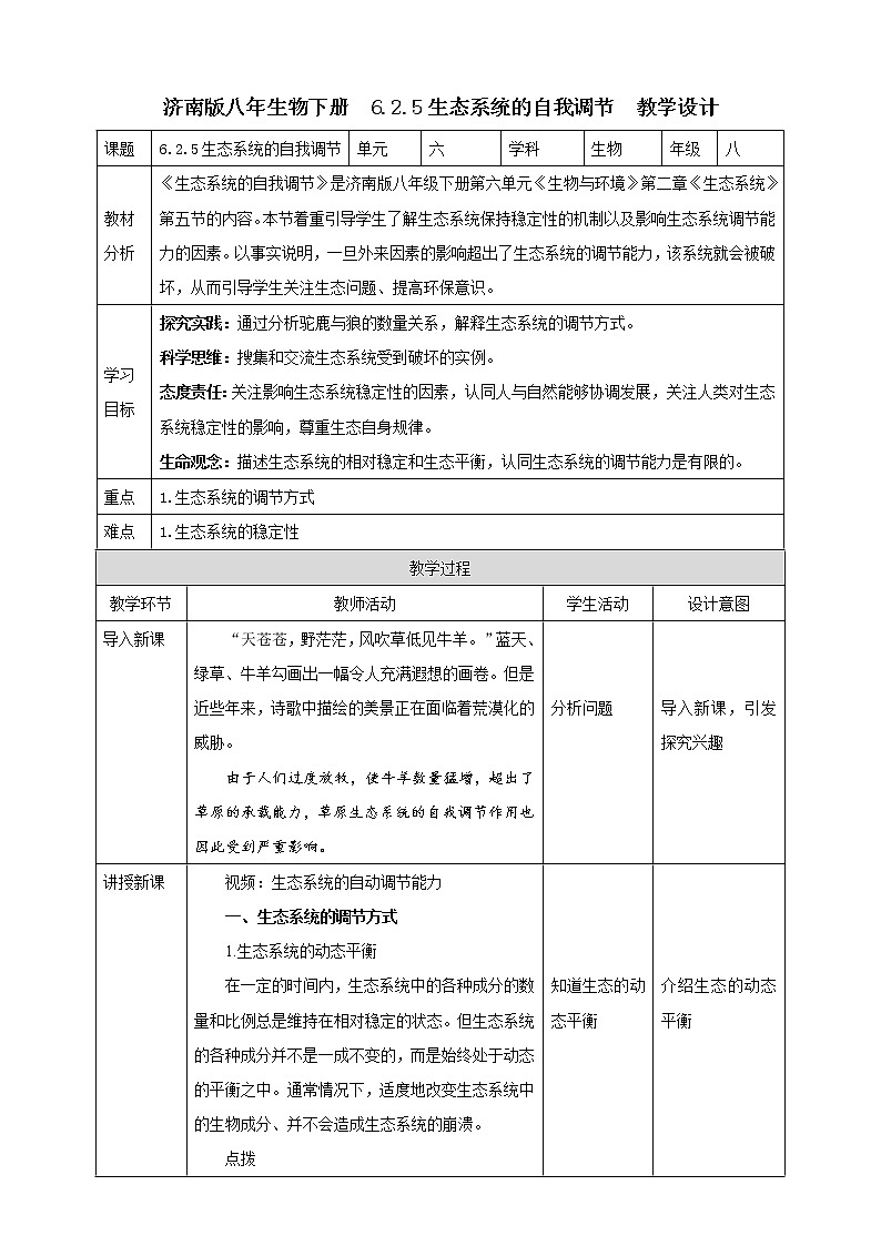 【新课标】济南版生物八下6.2.5生态系统的自我调节  课件+教案+学案+素材01