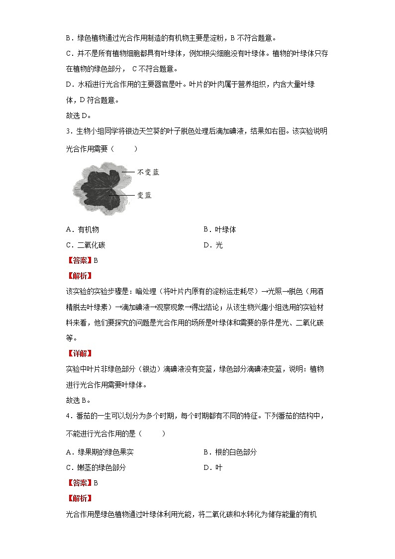 备战2023生物新中考二轮复习考点精讲精练（北京专用）专题04生物的营养03