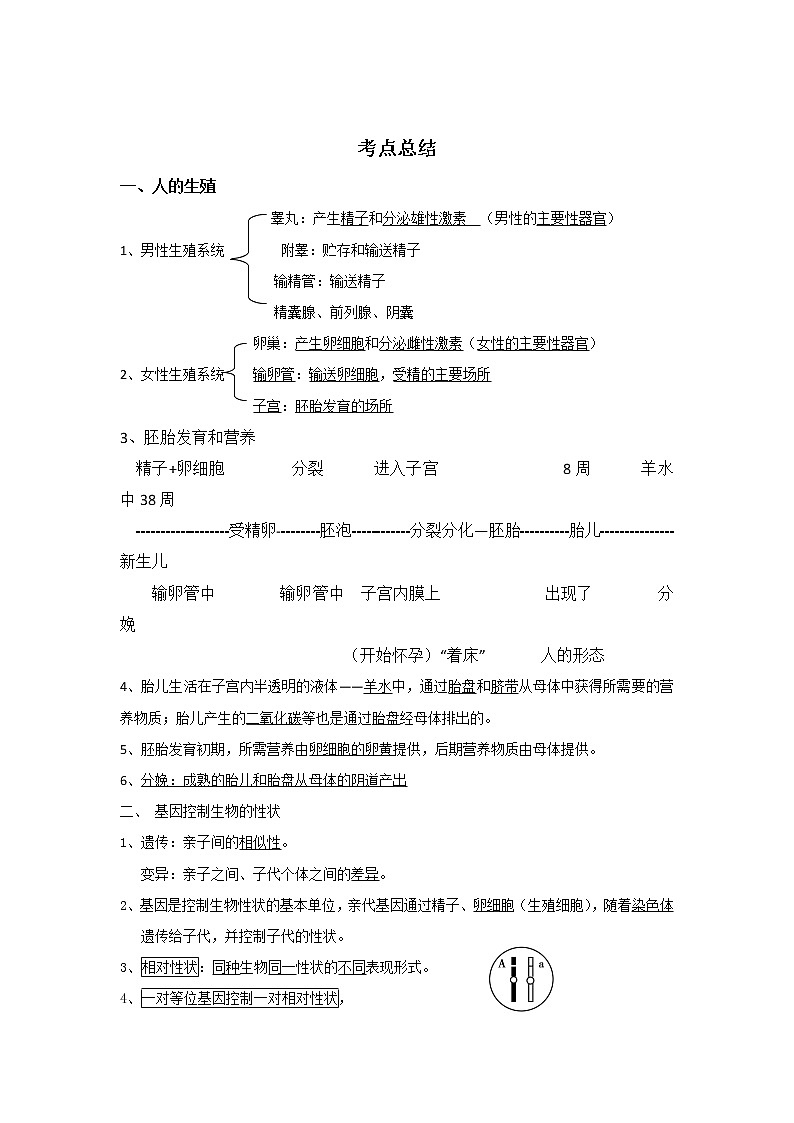 备战2023生物新中考二轮复习考点精讲精练（江苏专用）专题14生物的生殖、发育与遗传01