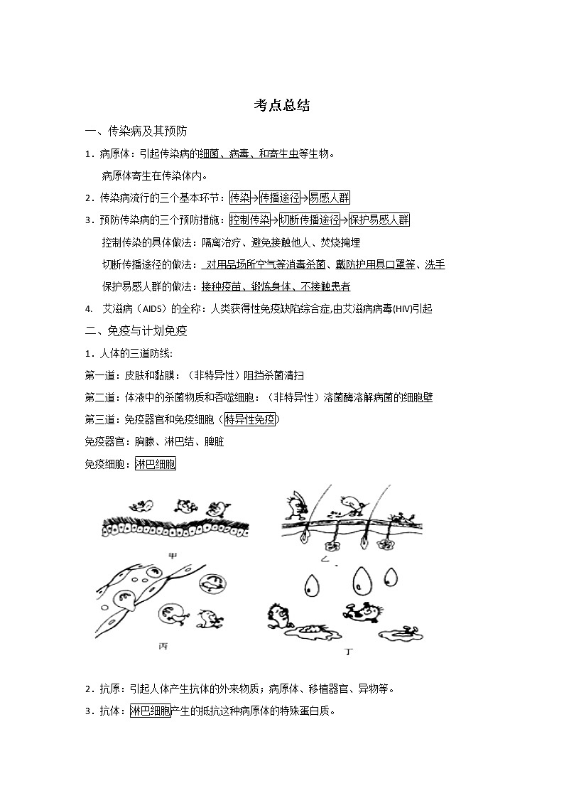 备战2023生物新中考二轮复习考点精讲精练（江苏专用）专题17人体健康（原卷版）第1页